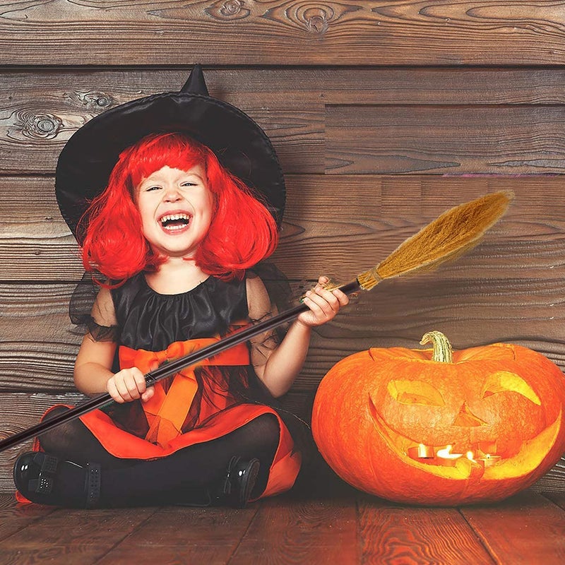 Medoore 4 Pack Halloween Witch Broom Plastic Witch Broomstick Cosplay Broom Props, Realistic Wizard Flying Broom Stick Accessory for Costumes - Image 4